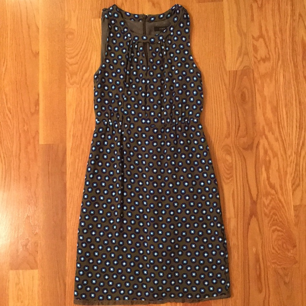 J. Crew green with blue circle sleeveless dress